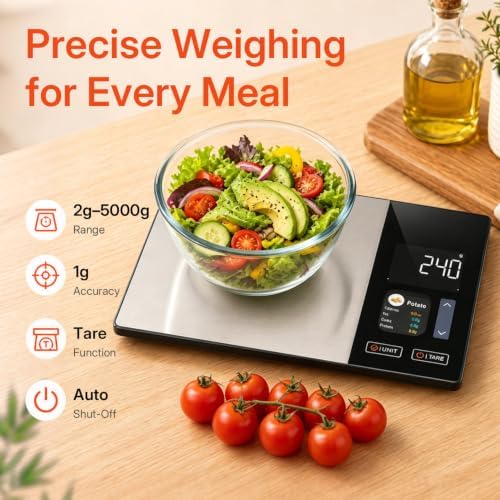 Mcbazel Smart Nutrition Food Scale, Bluetooth, Barcode Scan, Black