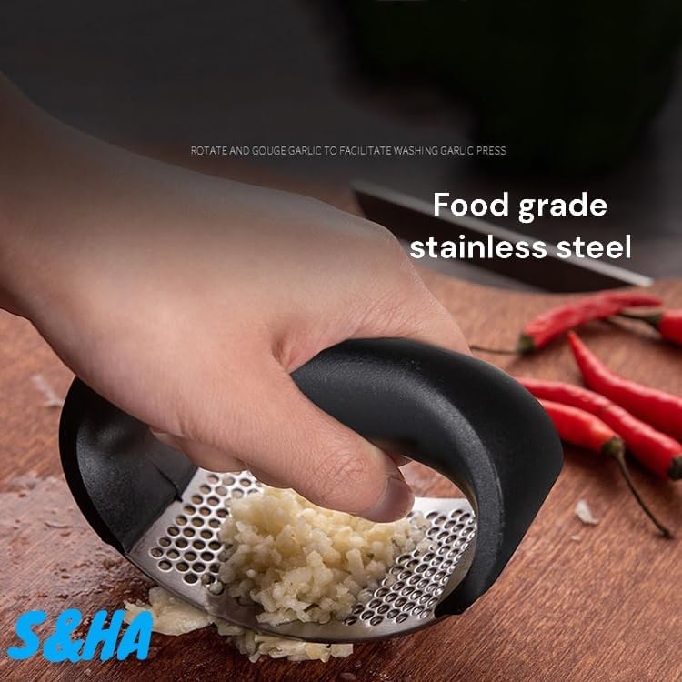 S&HA Stainless Steel Garlic Masher