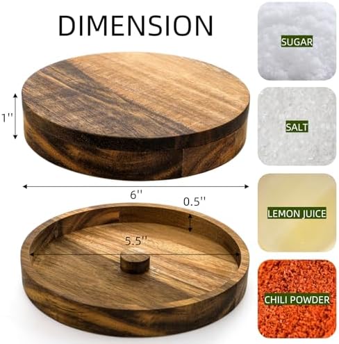 3 Pieces Margarita Salt Rimmer Set, Acacia Wood