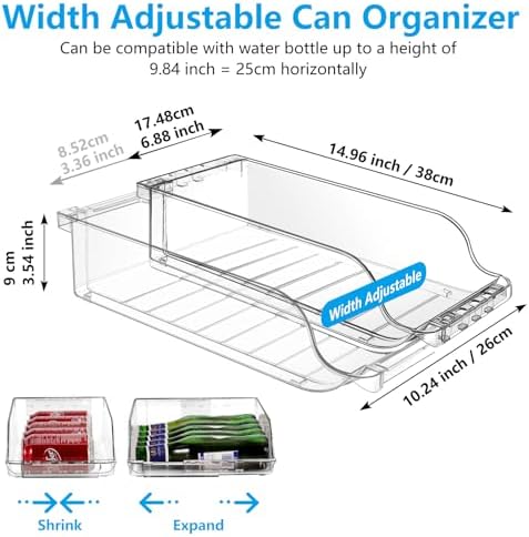 Stackable 5 Tiers Can Organizer Pantry 4 Packs Clear Width Adjustable