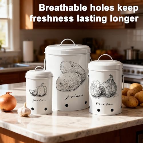 Kitchen Potato and Onion Storage Bin,Metal Vegetable Storage Bins Set
