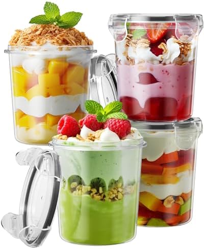 Canfanni Overnight Oats Containers with Lids, 4 Pack 13oz Overnight