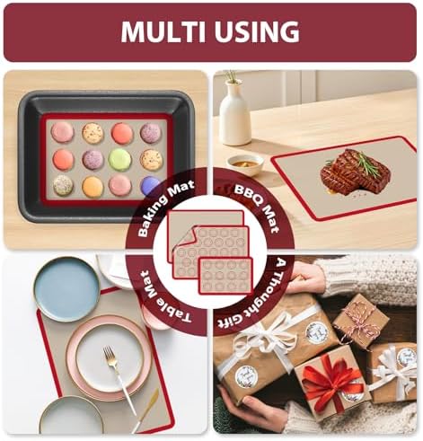 Silicone Baking Mat Set of 5, Non Stick Reusable Macaron Silicone