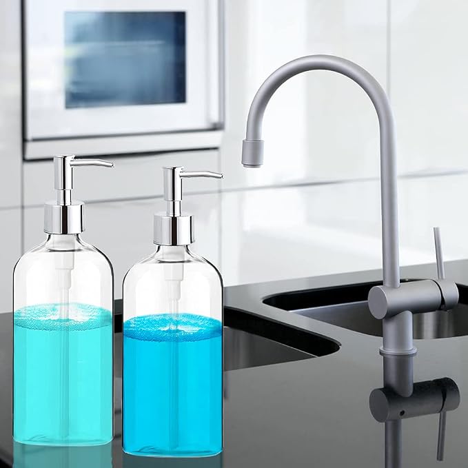 Clear Soap Dispenser with Rust Proof Pump, Waterproof Labels, Plastic Hand Soap - Image 7
