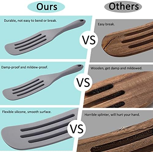 Tongjude Silicone Spurtle Set, Silicone Spatula Set, Heat Resistant