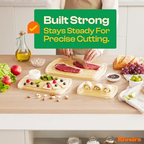 Riveira Two Tone Bamboo Wood Cutting Board – Versatile And Durable