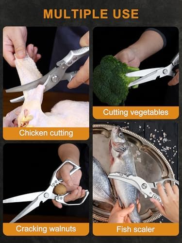 2 Pack Kitchen Shears, Heavy Duty Poultry Shears with Non-Slip Handle