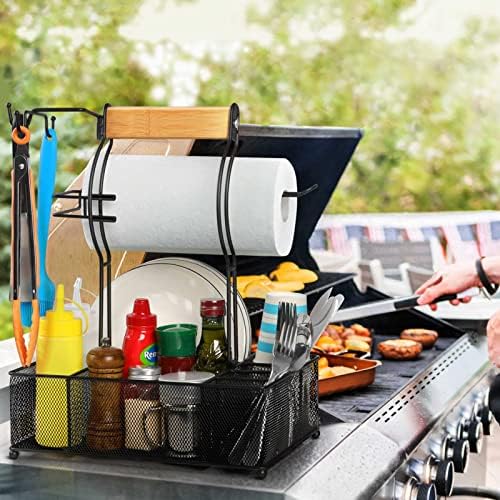 FANGSUN Grill Caddy, BBQ Caddy with Paper Towel Holder for Outdoor