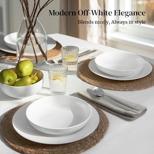 DOWAN 8.5" Pasta Bowls, 32oz Salad Bowls Set of 6, Natural White