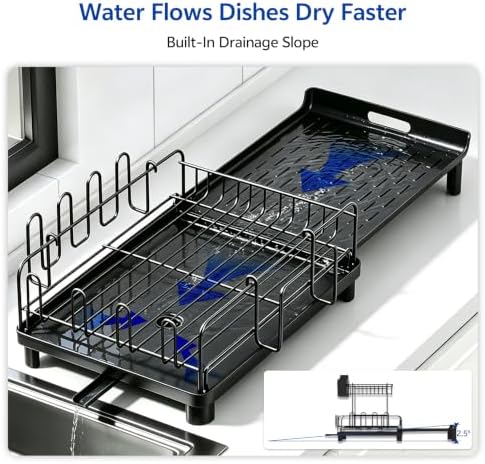 2-Tier Expandable Carbon Steel Dish Rack, 17-27in