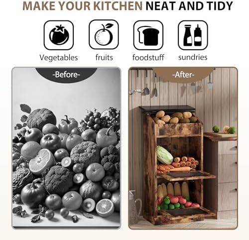 ONG Storage Bin Wood, Wooden Bread Storage Bins, Decorative Potato and