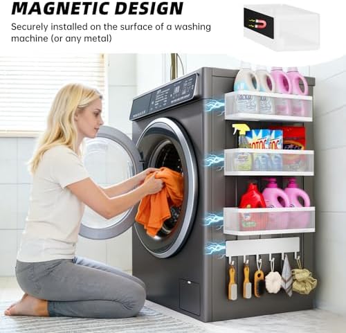 4 Pack Magnetic Baskets with Hook Rack