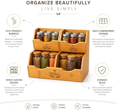 Stackable Bamboo Pantry Storage Bins, Potato Onion Storage Organizer