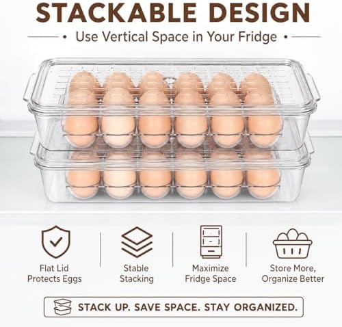 2-Pack 18-Egg Refrigerator Holders with Lids