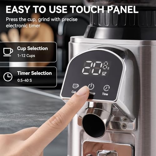 olayks. Conical Burr Coffee Grinder, Electronic Timer