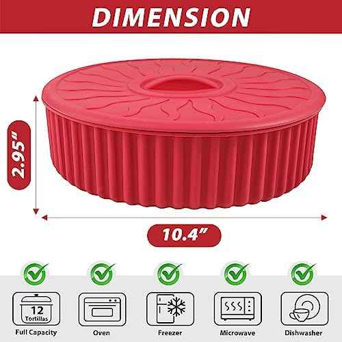 KOLUTI Nonstick Silicone Tortilla Warmer Container, 10 Inch Taco