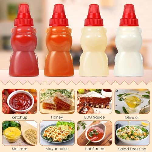 4 Pcs Mini Condiment Squeeze Bottles for Lunch Accessories, Mini