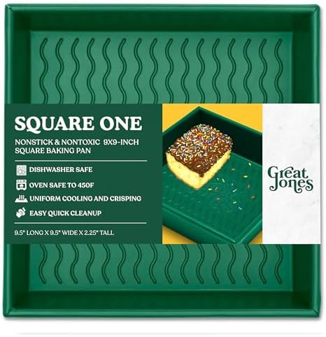 Great Jones Nonstick 9.5x9.5 Inch Square Baking Pan (Broccoli) - Non