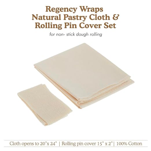Regency Wraps Natural Pastry Cloth & Rolling Pin Cover Set, 100% Cotton Cloth & - Image 6