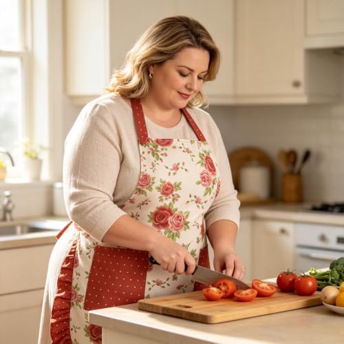 Cute Aprons for Women with Pockets, Cooking Kitchen Apron Dress for