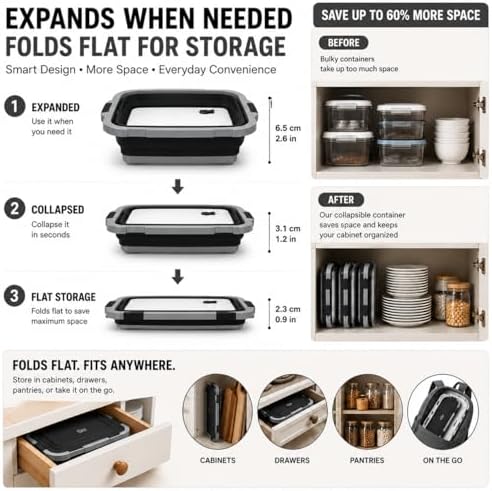 2-Pack XL Collapsible BBQ Prep Tub with Built-in Cutting Board, Lid &