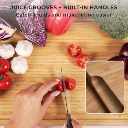 Chef's Vision Bamboo Cutting Board 3-Piece Kitchen Set, 0.8-Inch Thick