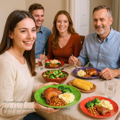 11-Inch Melamine Plates (Set of 6) - Unbreakable and Reusable Plastic