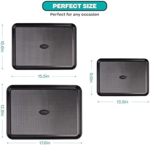 Baker's Secret Baking Sheet Pan Set, 3x Cookie Sheets for Oven
