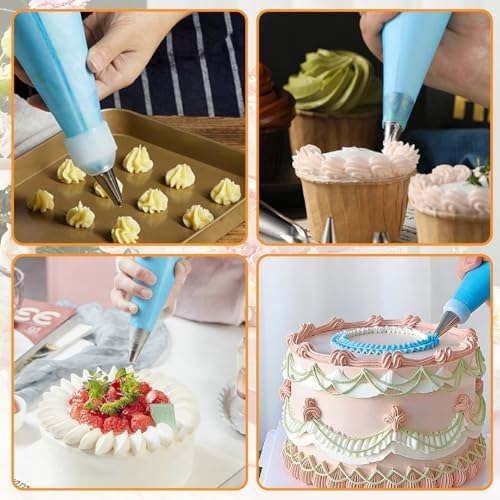 Piping Bags Set - 6pcs Reusable Silicone Pastry Bags with 3 Couplers