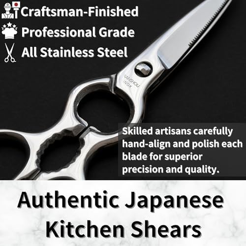 Japanese Kitchen Shears All Purpose 8" Heavy Duty Food Scissors Come
