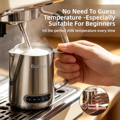Dailyart Milk Frothing Pitcher 20oz Milk Frother Cup with Thermometer