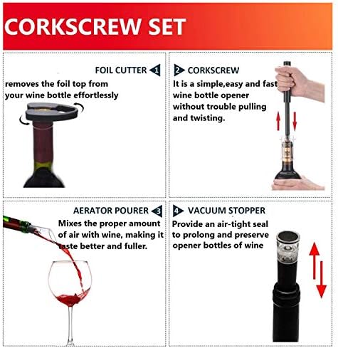 Air Pressure Pump Bottle Opener With Foil Cutter,Aerator Pourer,Vacuum