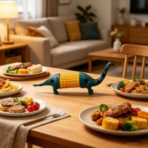 Funny Dinosaur Corn Cob Holders, 2026 Stainless Steel Prongs for Corn