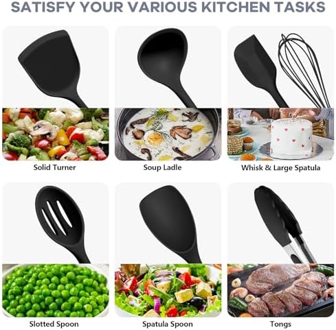 TeamFar 10 pcs Silicone Cooking Utensils Set