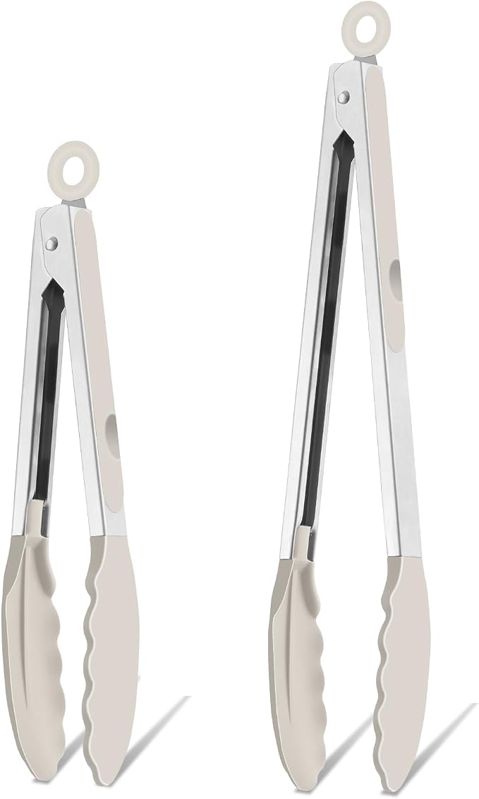 TeamFar Kitchen Tongs, Heat Resistant Silicone Tongs, Locking Design & by TeamFar