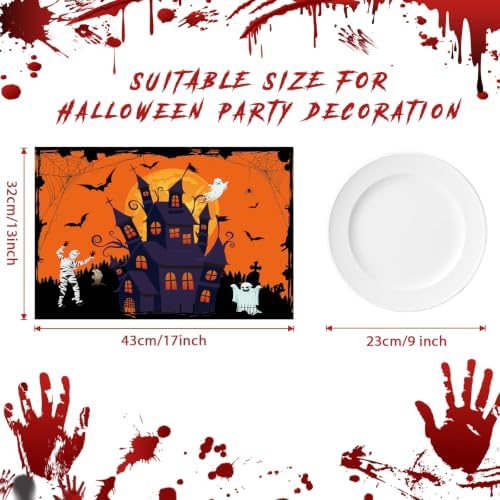 Halloween Plastic Placemats Set of 6 Orange Table mats 17×13×0.04in