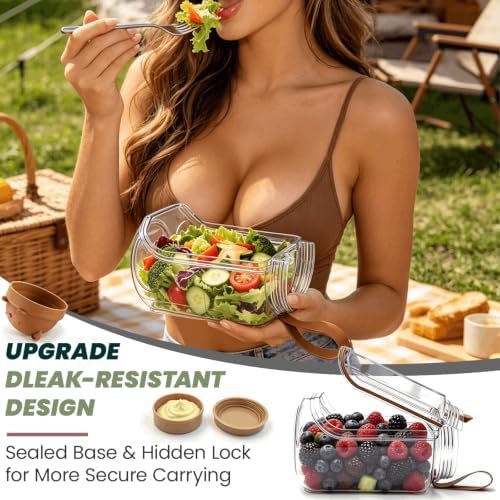 TJR Salad Pod, Leak-Proof Side Opening Salad Jar Container for Lunch