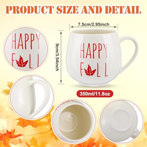 Layhit 6 Pcs Fall Coffee Mugs Set - 12 oz Ceramic Autumn Mugs Bulk