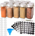MONICA 14 Glass Spice Jars with w/2 Types of Spice Labels.4oz Empty