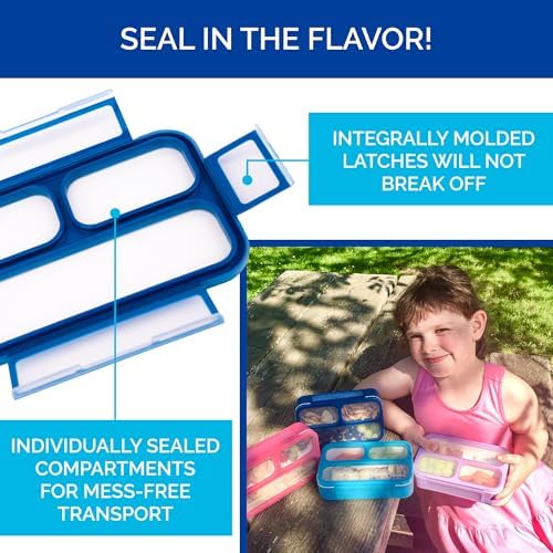 kinsho Small Snack Box Containers for Kids, Set of 2, Navy+Blue