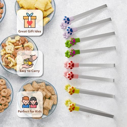 8PCS Silicone Mini Tongs, Cat Paw Shape