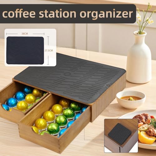 Wooden Coffee Pod Holder Drawer, K Cup Organizer Storage Box, 30 Pods