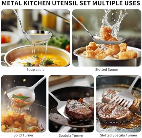 304 Stainless Steel Kitchen Utensils Set, 10 Pcs Metal Cooking
