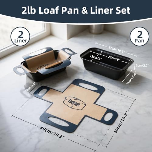 Loaf Pan with Liners Set: Nonstick 9 x 5 Inch Bread Pan for Homemade
