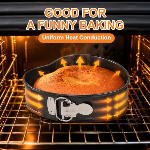 4" 7" 9" Springform Pan Set of 3, Non-Stick Heart Shaped Cake Pans