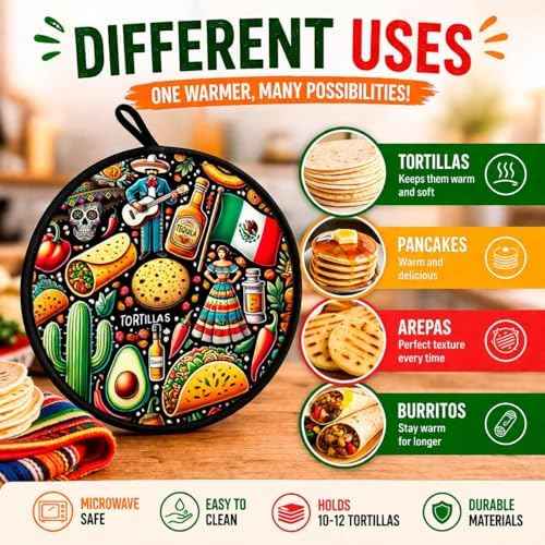 12 Inch Tortilla Warmer Microwave Safe – Insulated Pouch Keeps