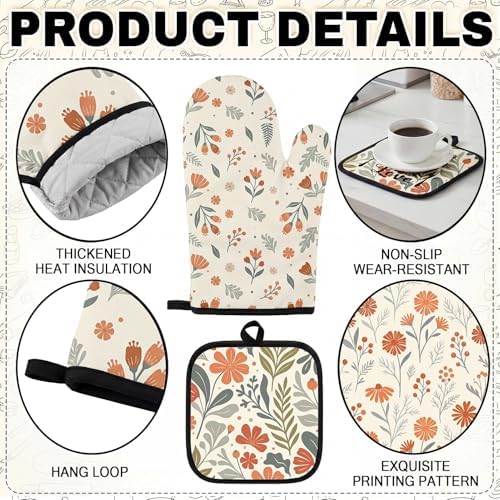10 Pack Kitchen Decor and Accessories Set, Floral Orange