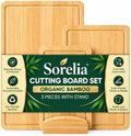 3-Piece Bamboo Cutting Boards - Large Wood Cutting Boards for Kitchen