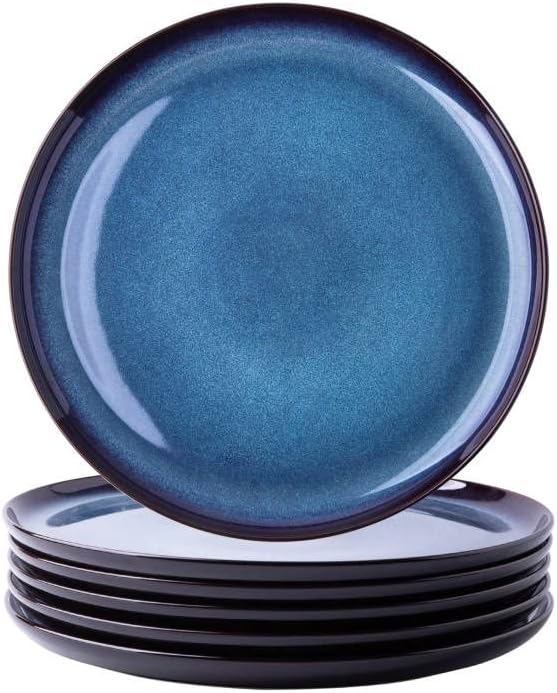 LERATIO Ceramic Dinner Plates Set of 6,10.5 Inch Reactive Glaze Plate