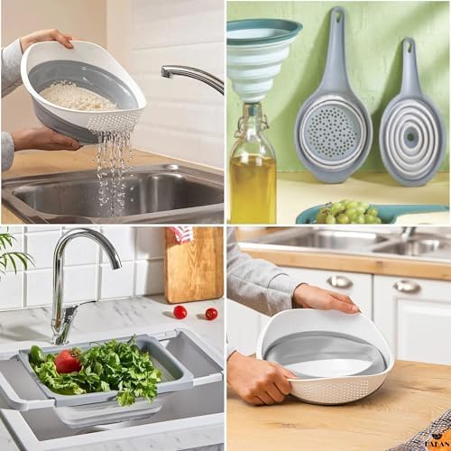 Collapsible Colanders for Kitchen | Strainer with Handle, Over Sink